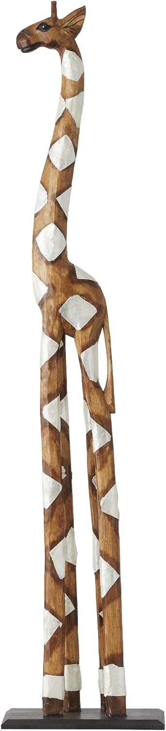 Deco 79 Wood Giraffe Sculpture, Sculpture 11" x 6" x 47", Brown