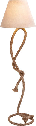 Deco 79 Jute Rope Room Floor Lamp Twisted Rope Standing Tall Lamp with Cream Linen