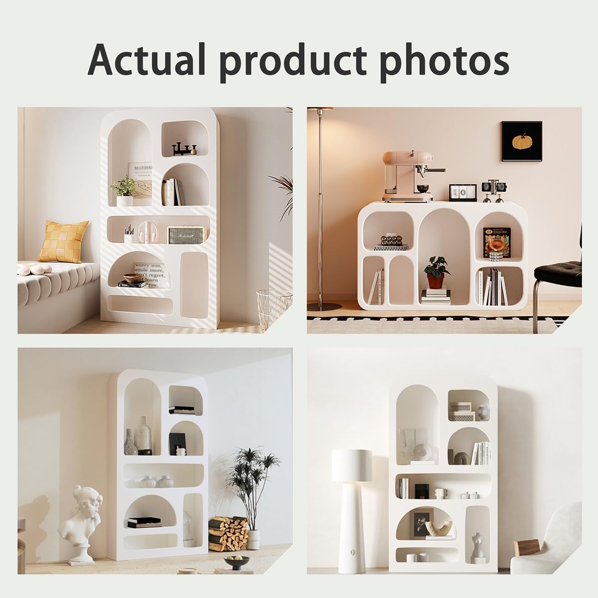 Display Cabinet, Arched Cabinet, Arched Pantry Cabinet, Arched Storage Display Cabinet, Open Display Shelf, for Home Office Living Room Library