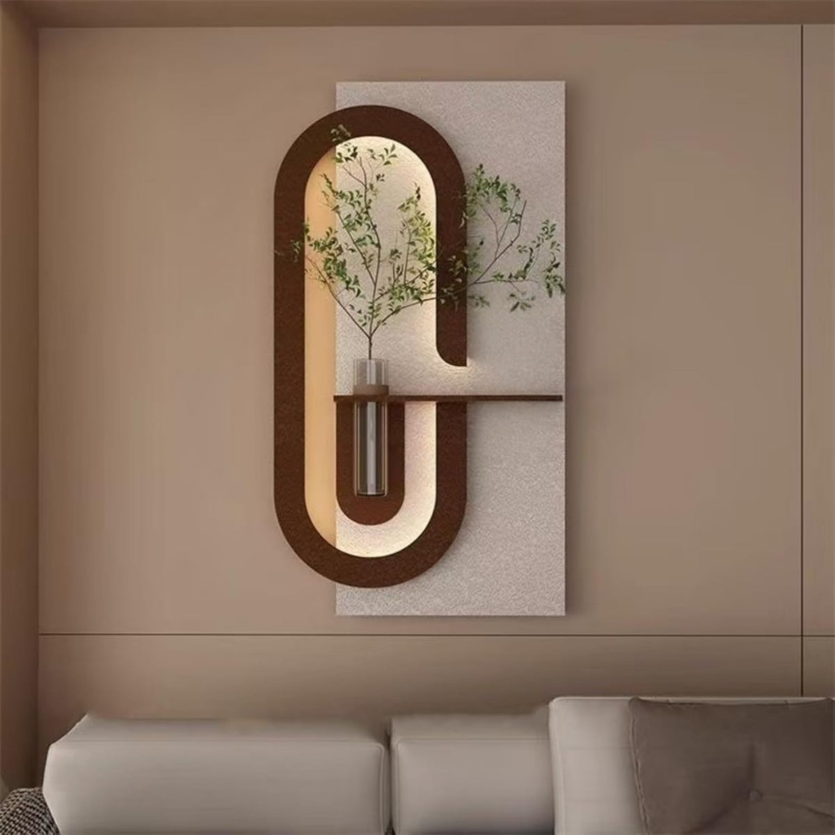 Handmade 3D Sandstone Wall Art with LED & Greenery