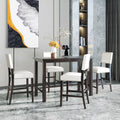 Espresso & Beige Counter-Height Dining Set