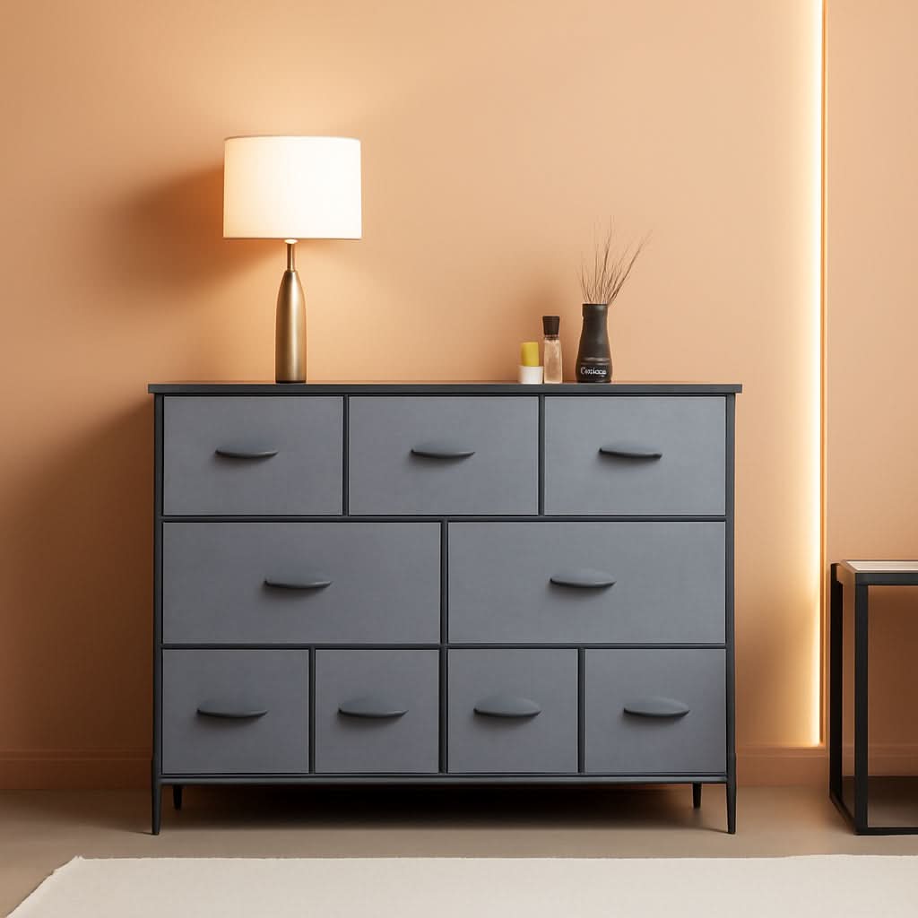 8-Drawer Fabric Dresser TV Stand