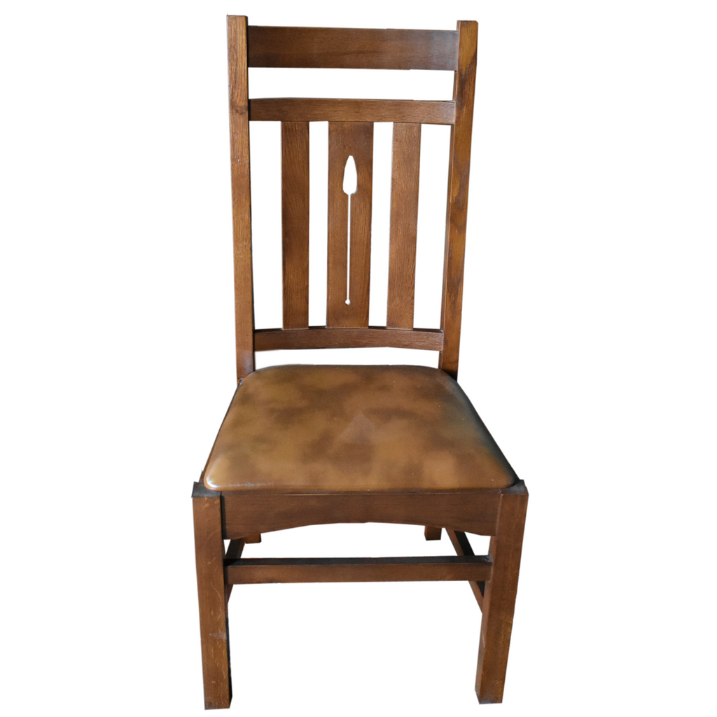Mission Oak Round Dining Set with Six Chairs