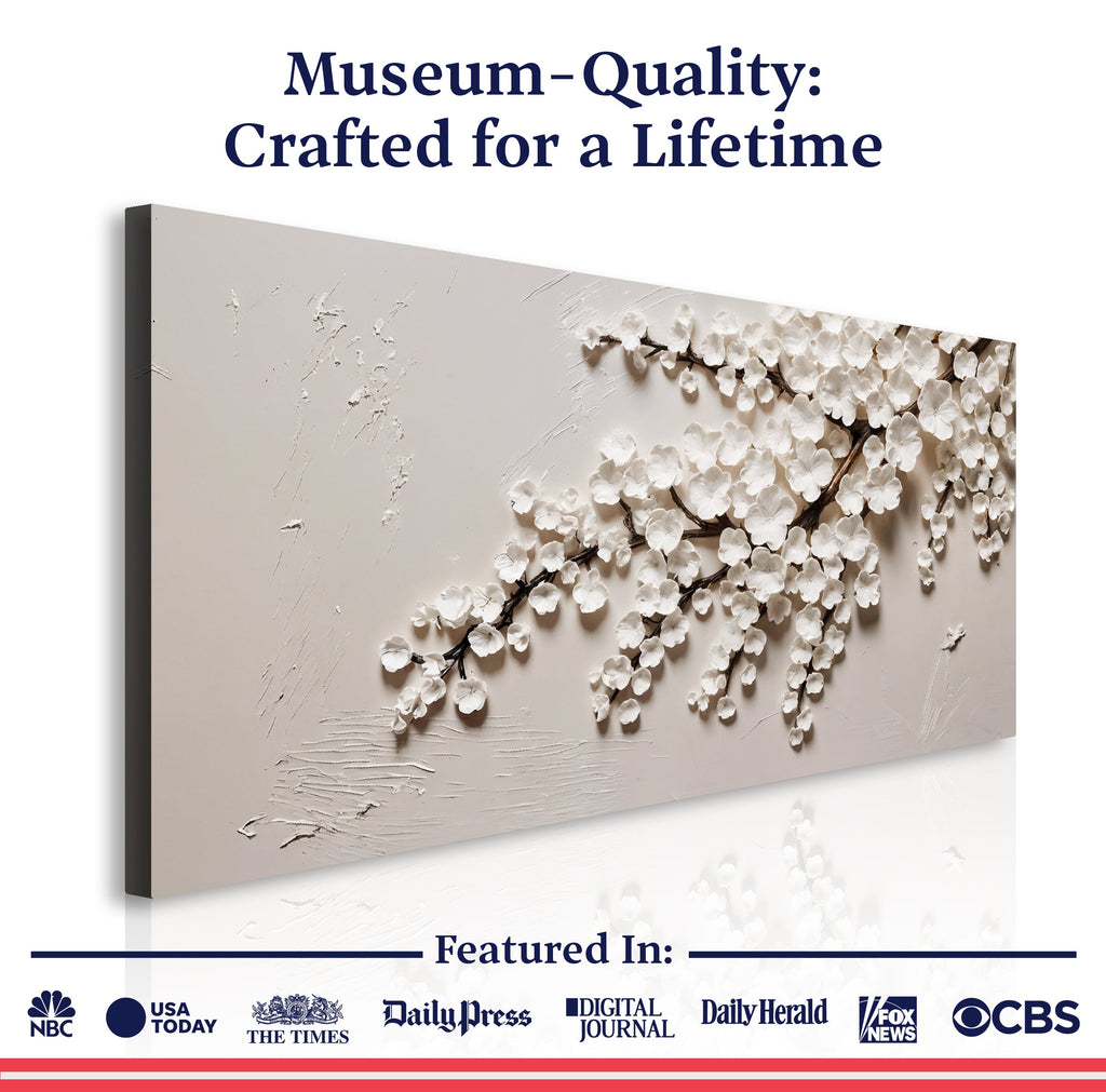 White Cherry Blossom Wall Art