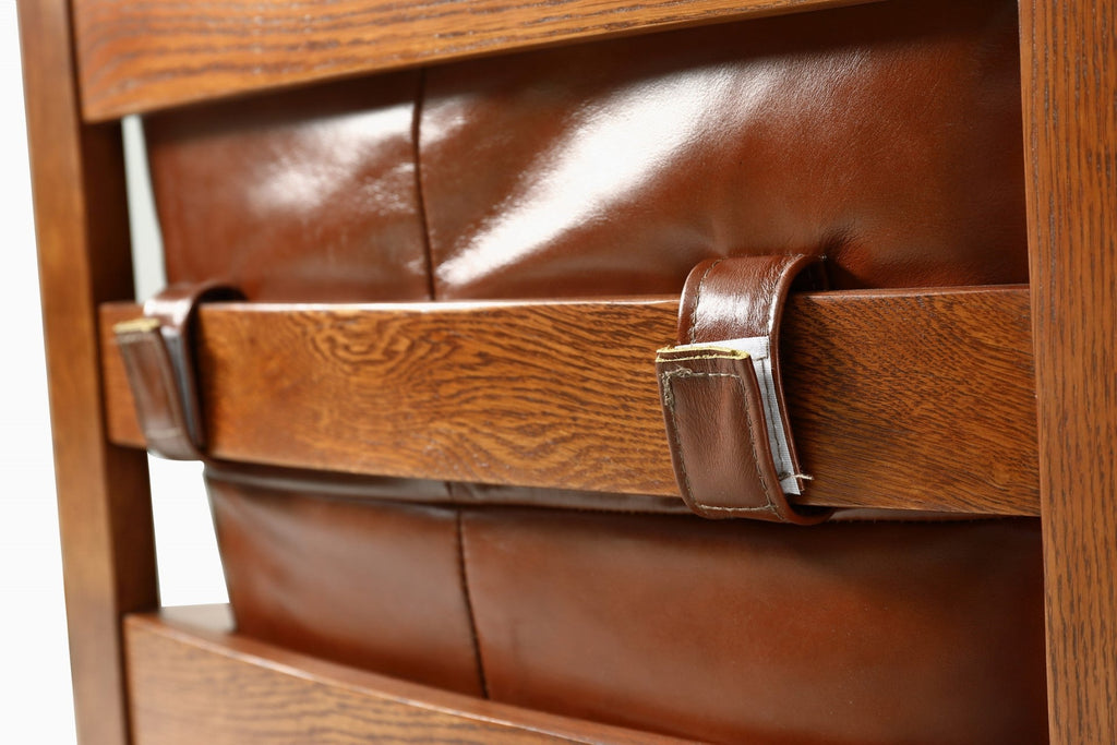 Russet Brown Craftsman Leather & Oak Armchair