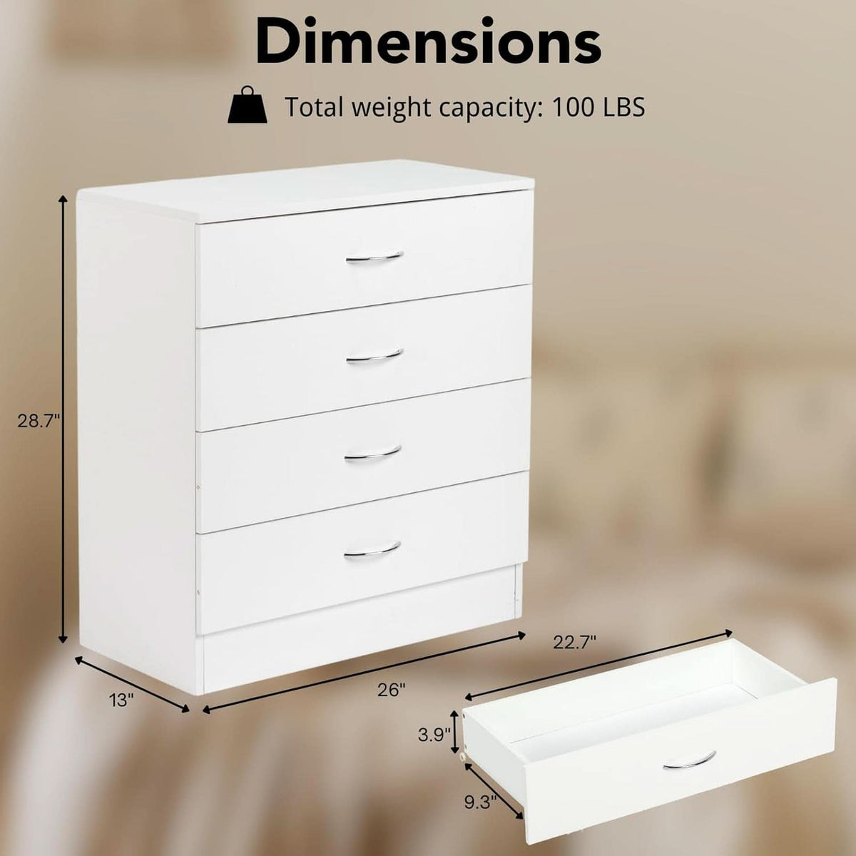 White Four-Drawer Dresser