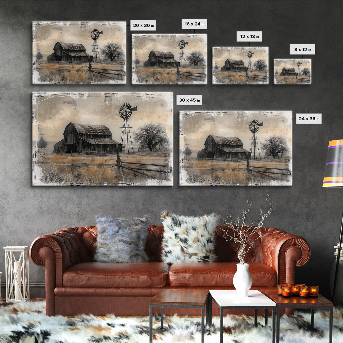 Farmhouse Barn Wall Art Canvas Print Painting Metal Art Vintage Decor Country Art