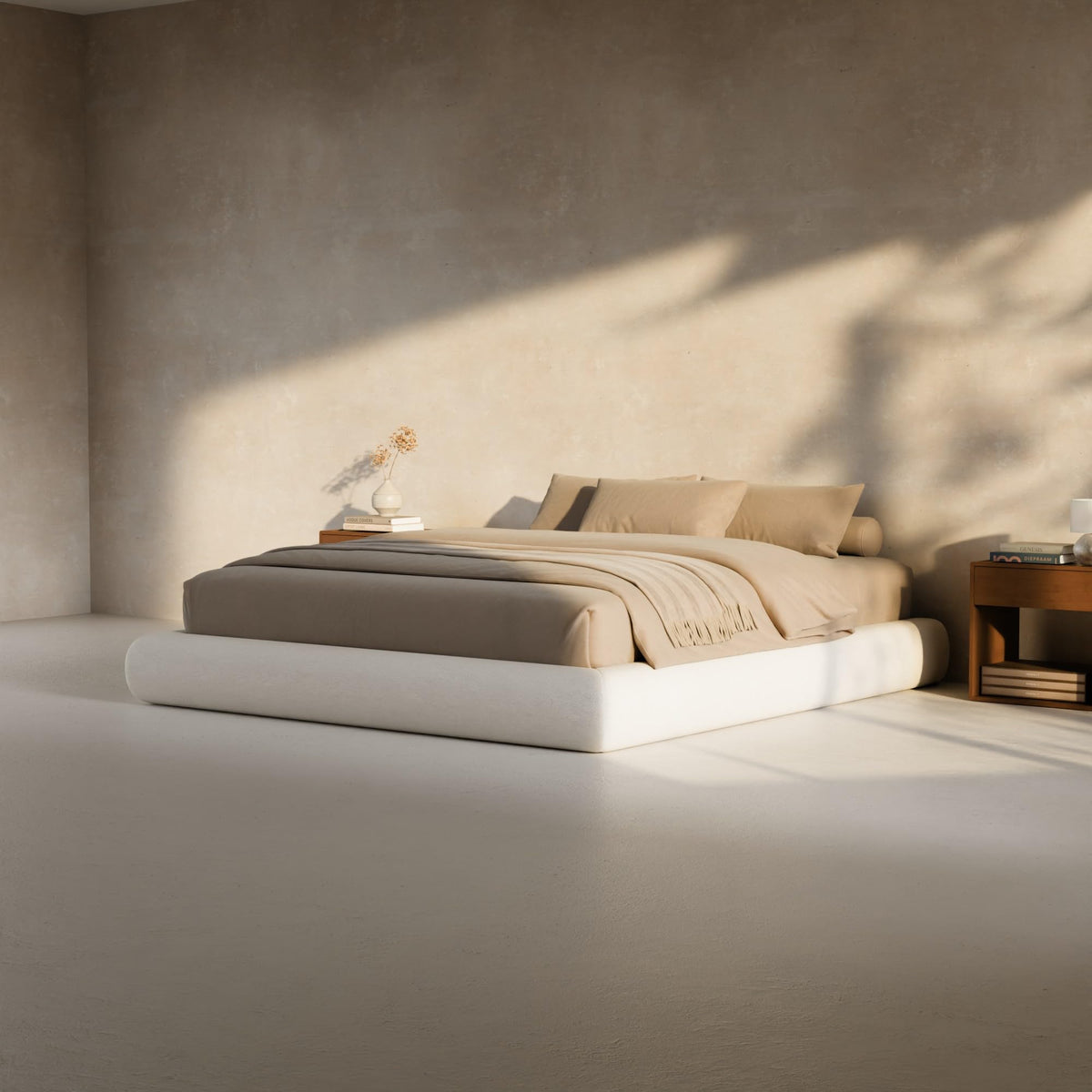 RECCI AirFrame Half-Moon Upholstered King Platform Bed Frame