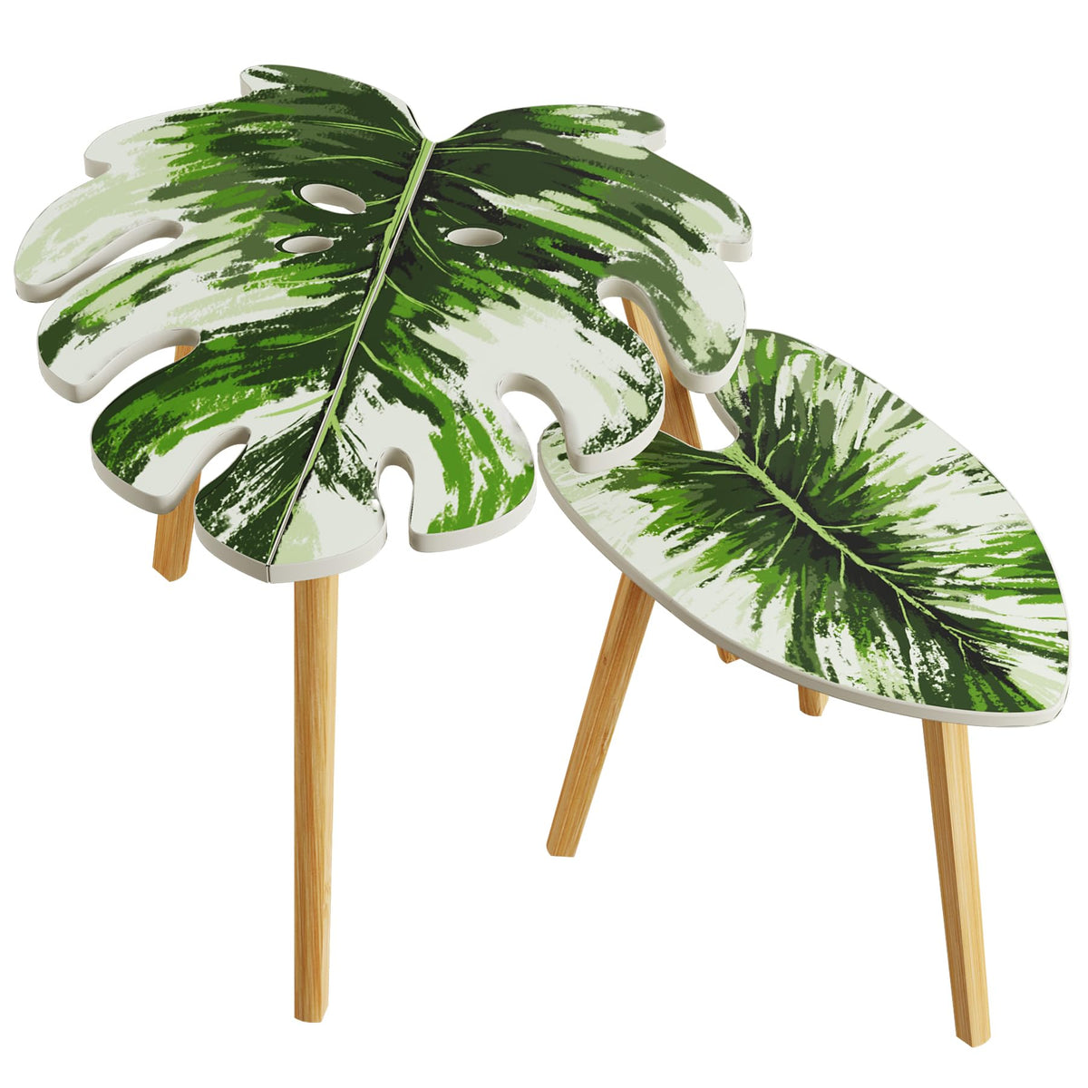 Monstera Leaf Nesting Tables, Set of Two