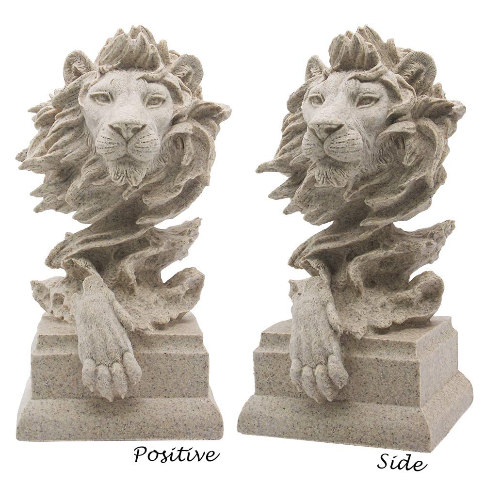 H&W Sandstone Lion Statue, The King of Beast, Collectible Figurines, Golden