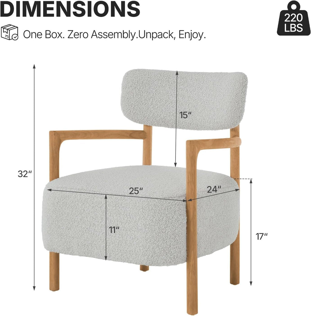 Busaurus Modern Accent Chair, Boucle Arm Chair for Living Room