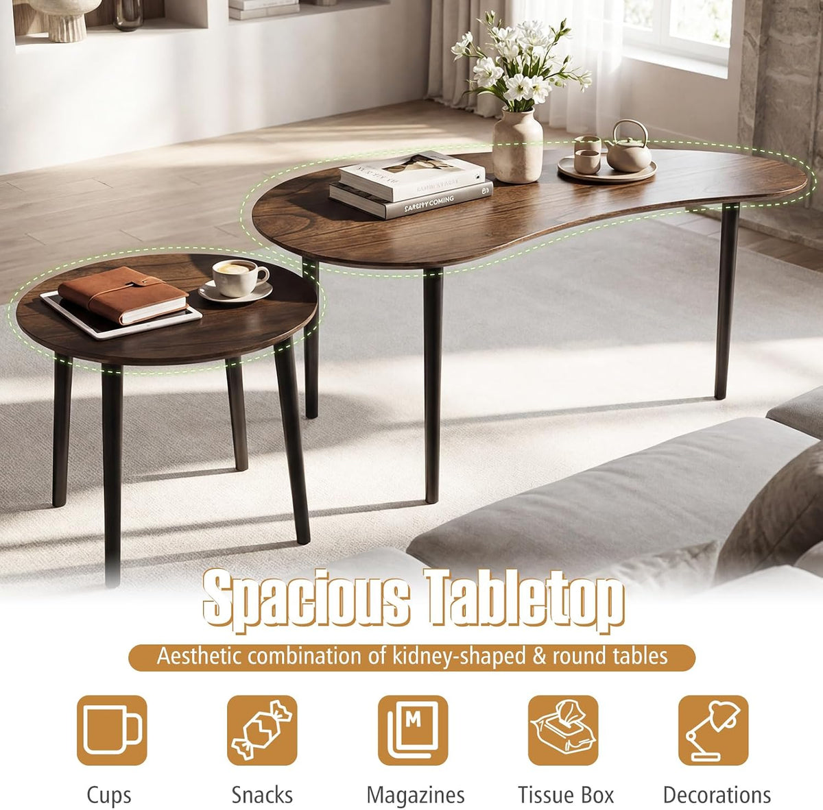 Kidney & Round Nesting Table Set