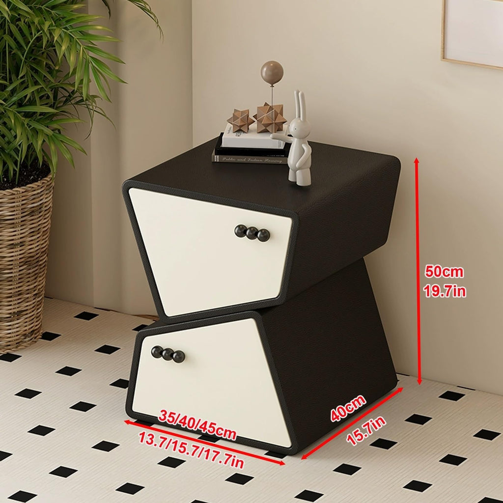 Wood Nightstand Creative Bedside Table 2 Drawer Night Stand Storage Cabinet with Drawers Side Table for Home Creative idea(Green,40cm)