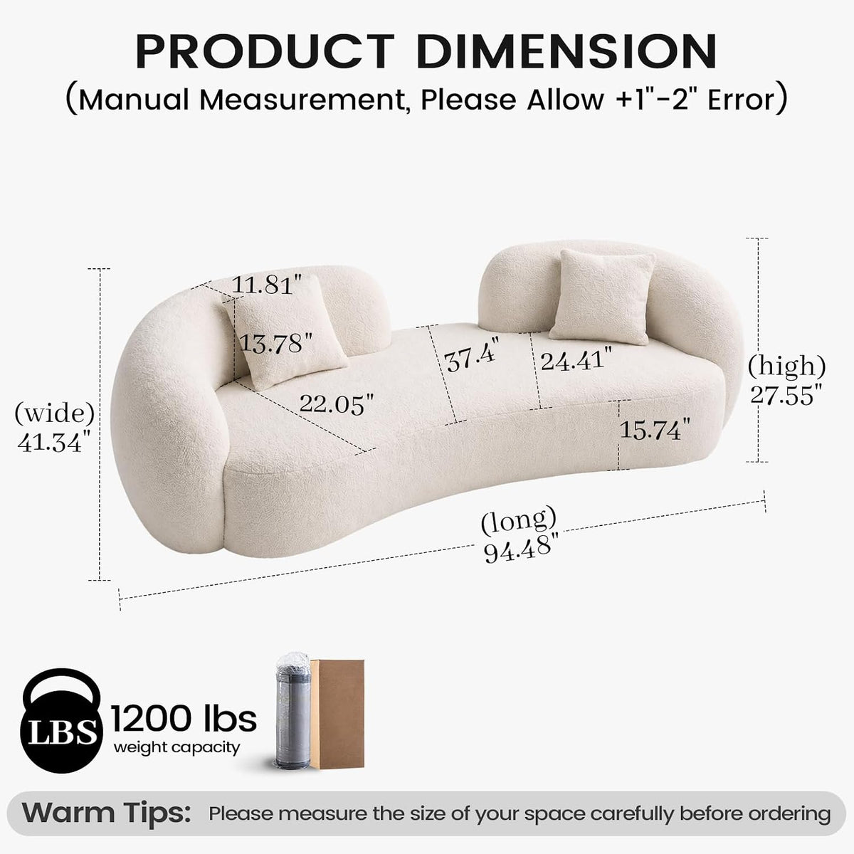 Curved Cream Style Sofa Living Room 2026 new Small Apartment Simple Modern Beauty