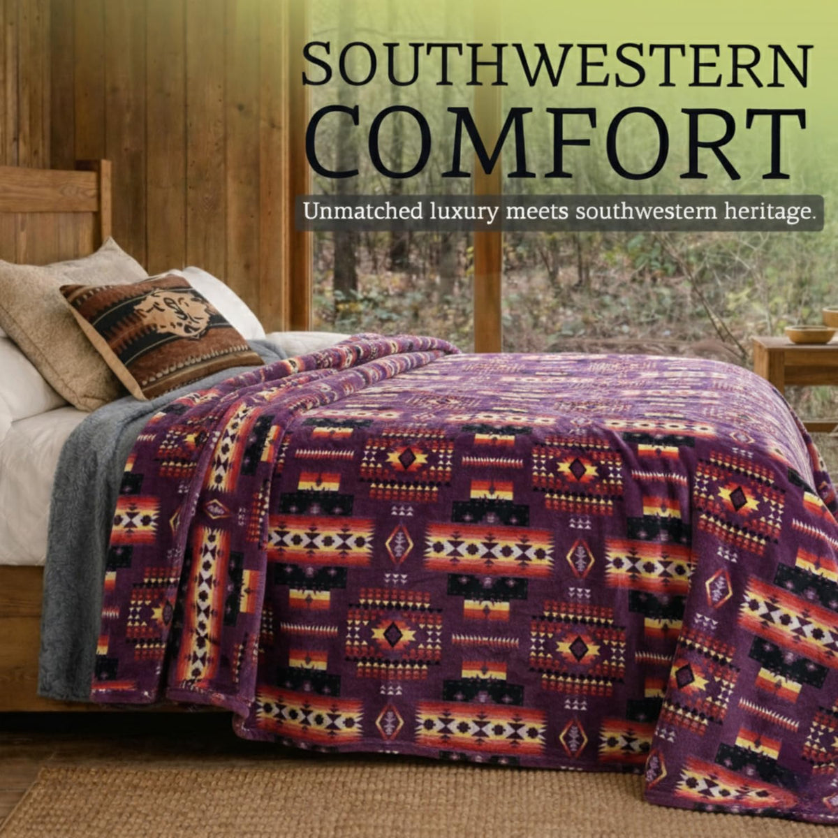 Sacred Thread Aztec Blanket Fleece, Western Blanket (Coffee Flannel) (King)
