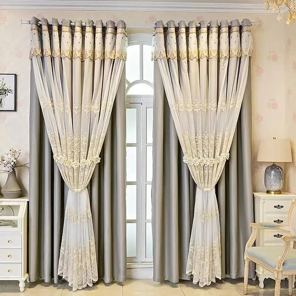 European Double-Layer Valance Curtain Set