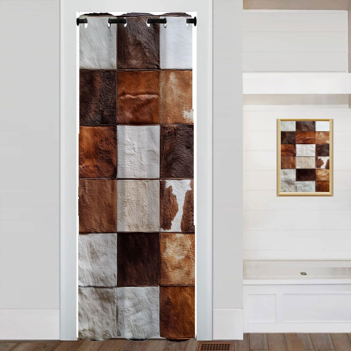 Cowhide Print Door Curtain Panel