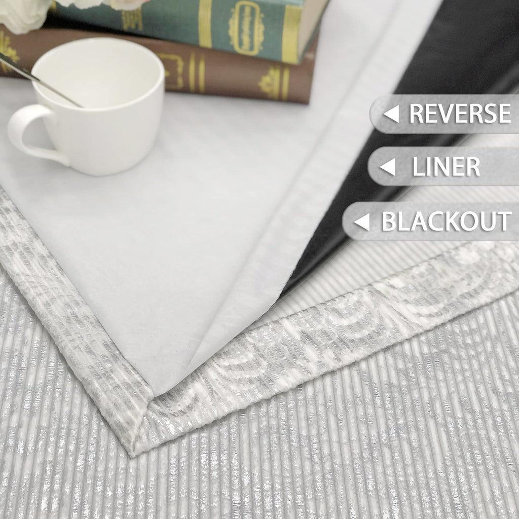 Damask Foil-Print Velvet Blackout Curtains