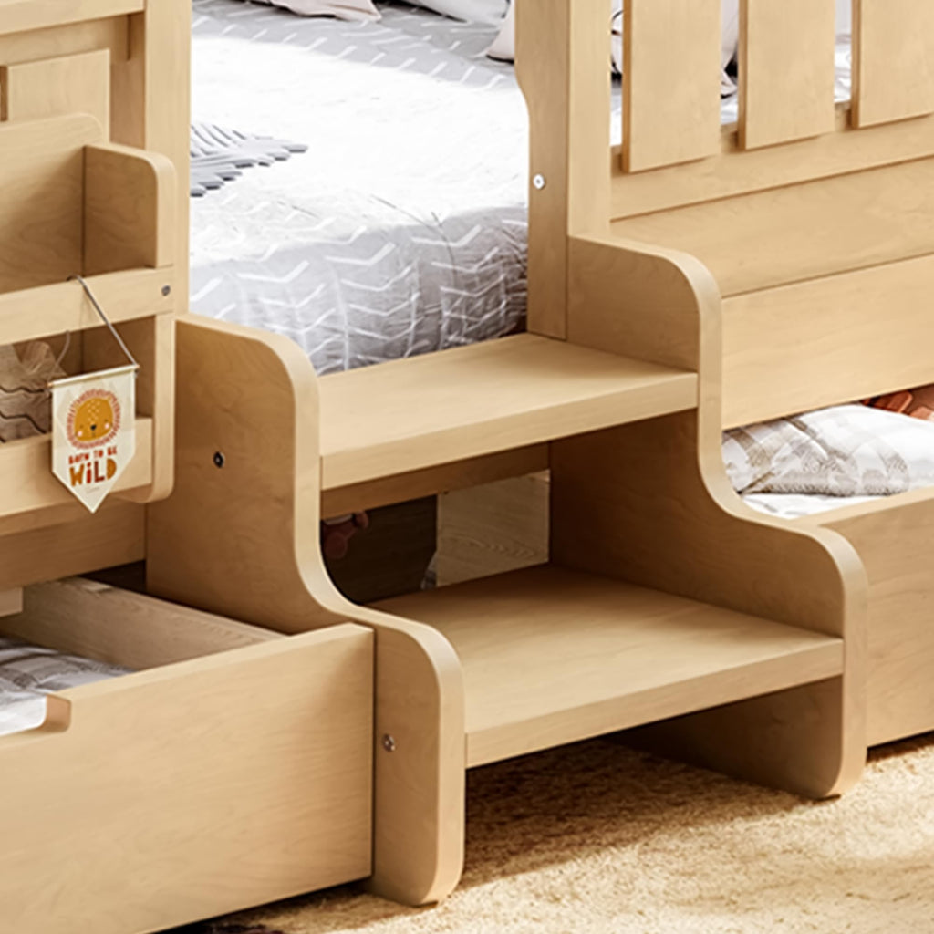 Montessori Bed with Stairs, Bookshelf & Storage Drawers