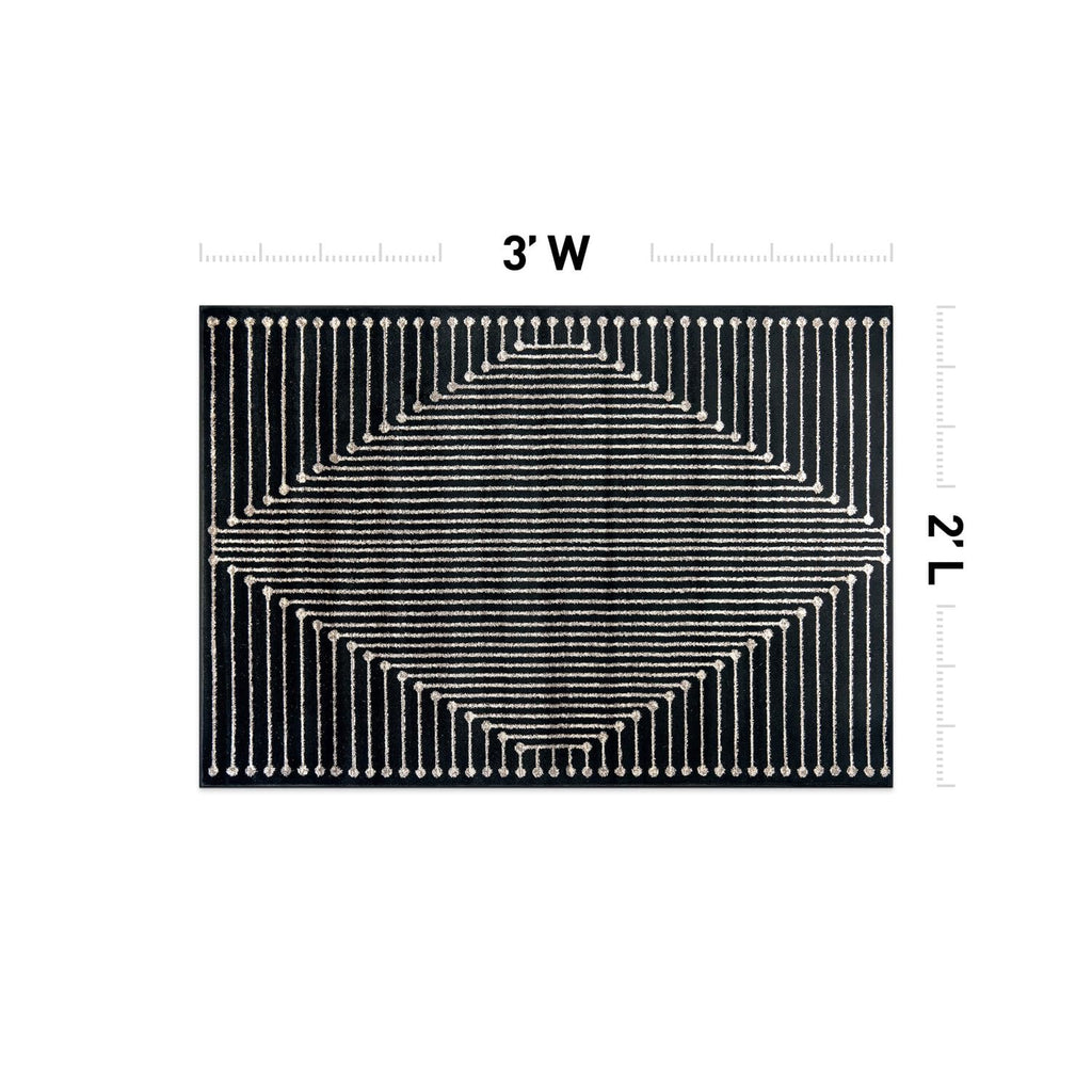 Rugshop Contemporary Bohemian Stripe Area Rug 7'10" x 10' Black