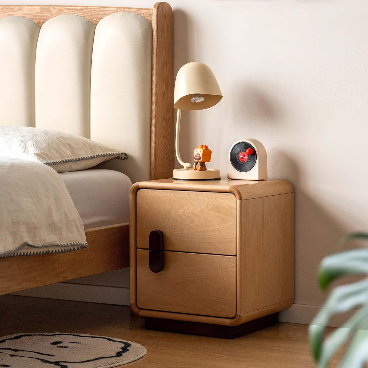 Solid Wood Two-Drawer Nightstand