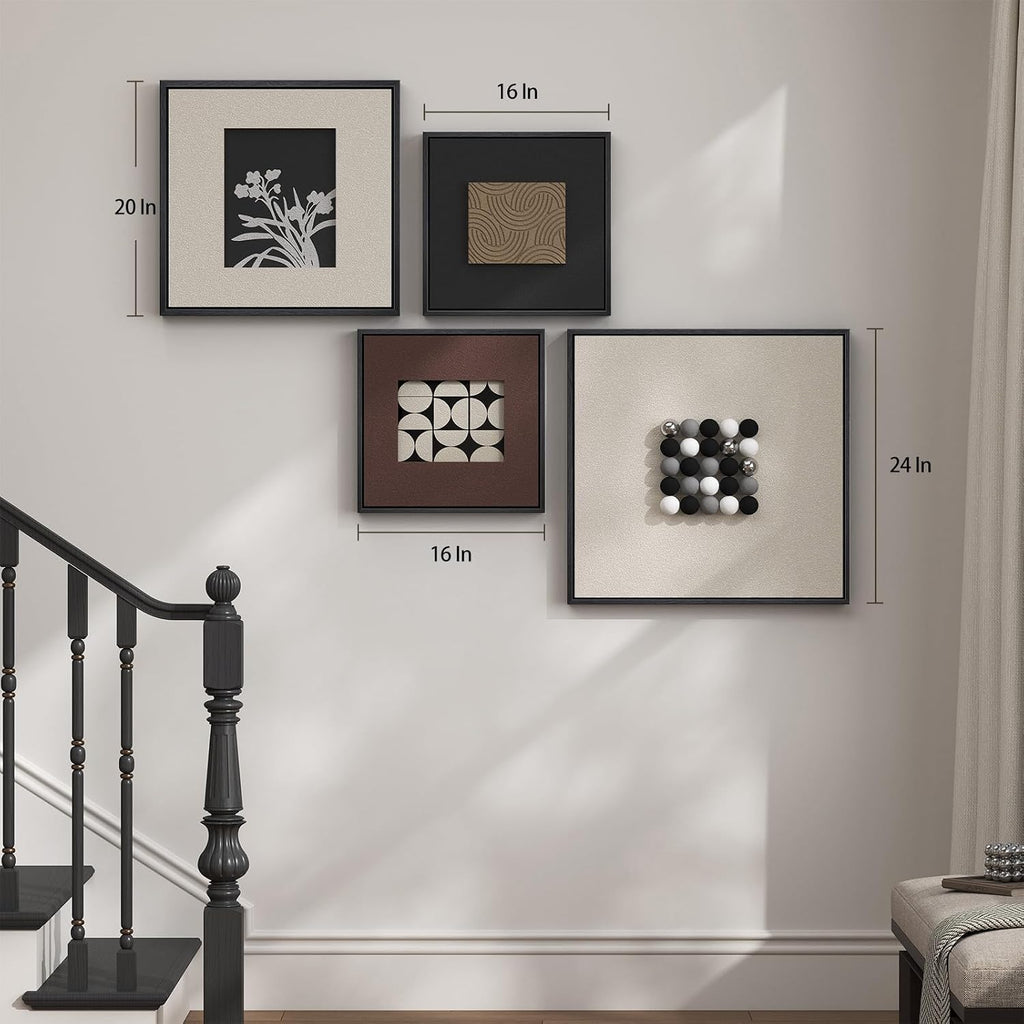 Framed 3D Textured Abstract Wall Art Set