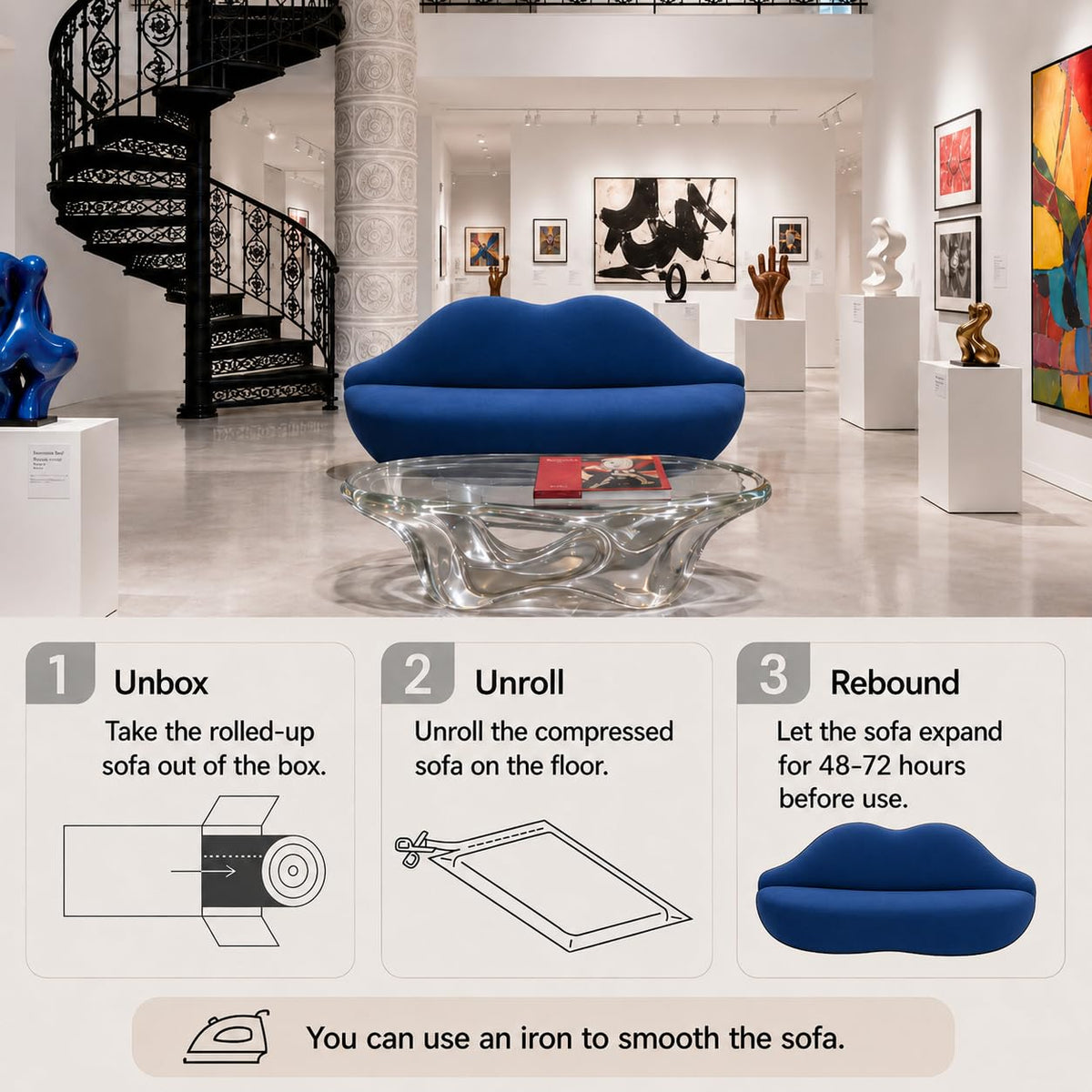 Lip-Shaped Sculptural Sofa, Modern Artistic Statement Couch, Unique Curved Accent Seating for Home and Commercial Spaces.(White，78.74inches)