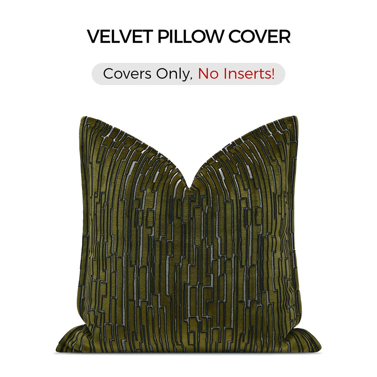Luxury Brown Cut Pile Velvet Pillow Covers 18x18 with Raised Textured Pattern(Not a