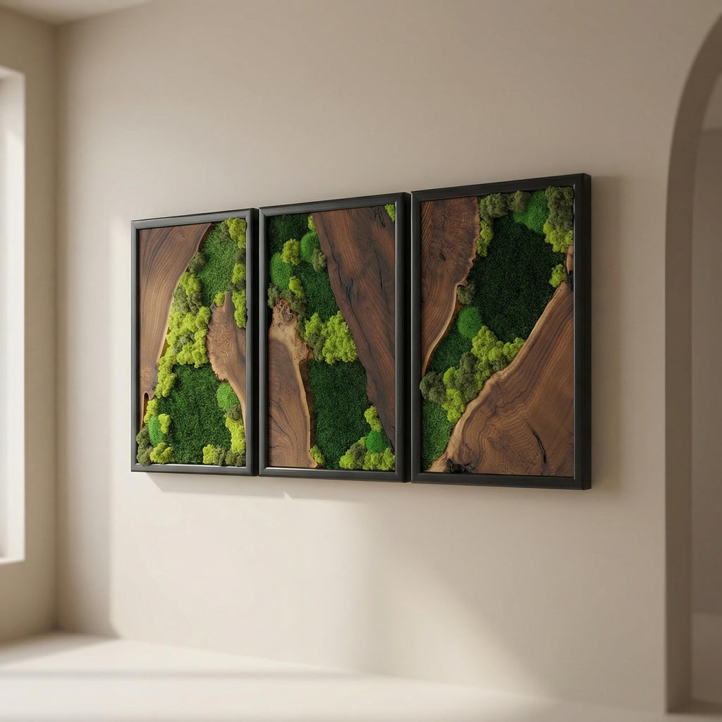Preserved Moss Wall Art in Cedar Frame