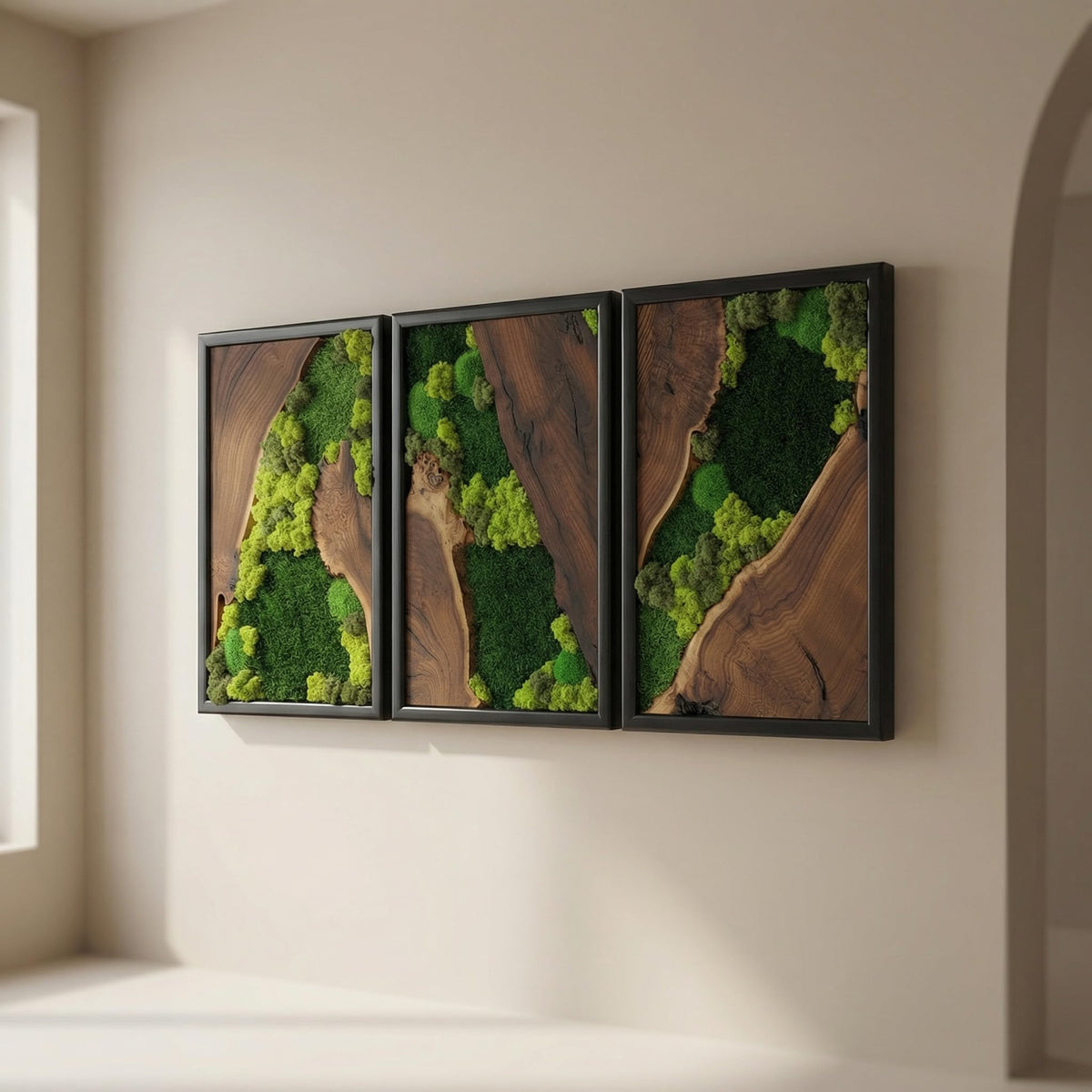 Preserved Moss Wall Art in Cedar Frame
