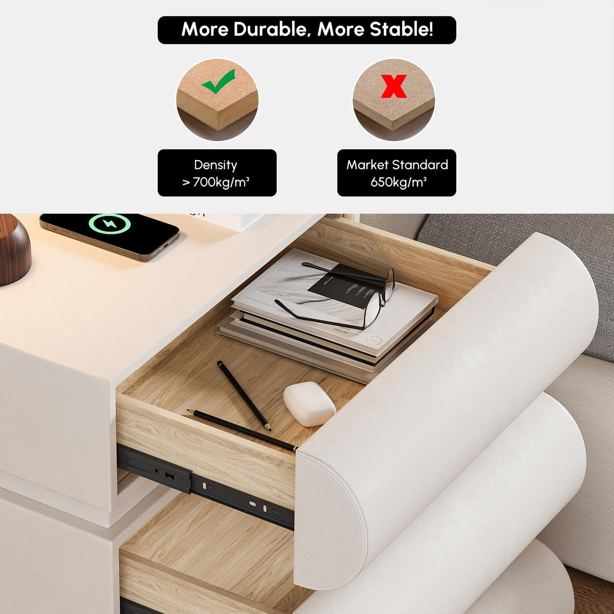 Smart Faux-Leather Nightstand