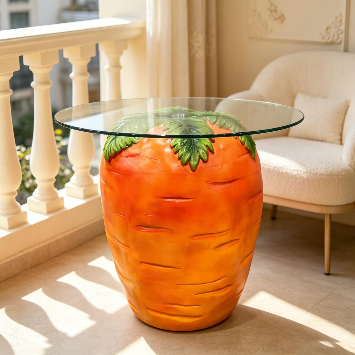 13.4" Cute Pig Side Table w/ Watermelon Top, Resin Plant Stand, Pink+Red
