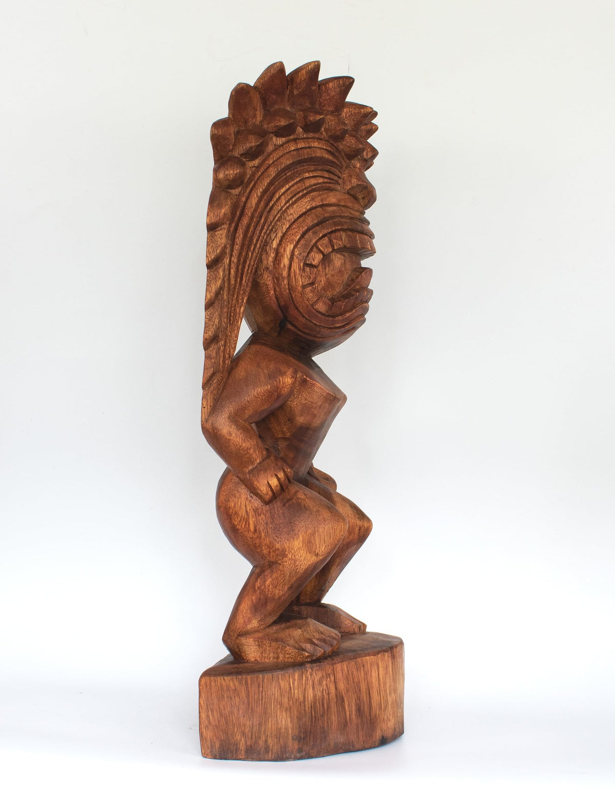 G6 Collection Handmade Wooden Primitive Tattoo Face Tribal Statue Sculpture Tiki