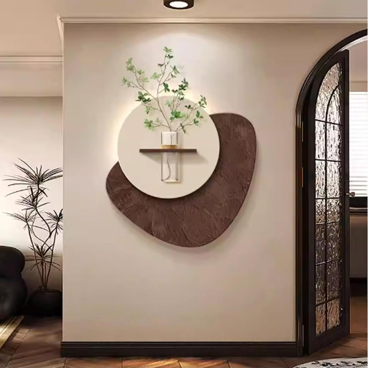 3D Sandstone Wall Art with Vase & LED Backlight