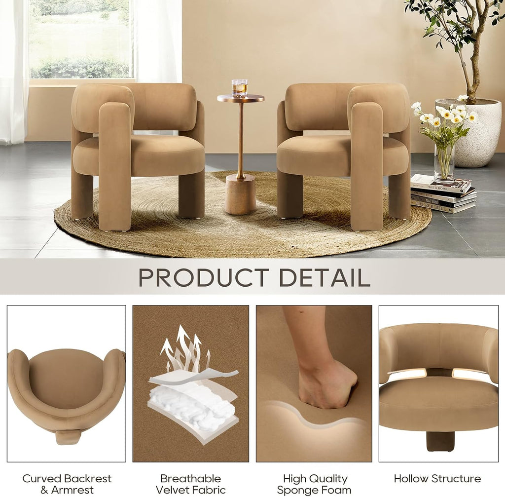 COLAMY Modern Velvet Accent Chairs Set of 2
