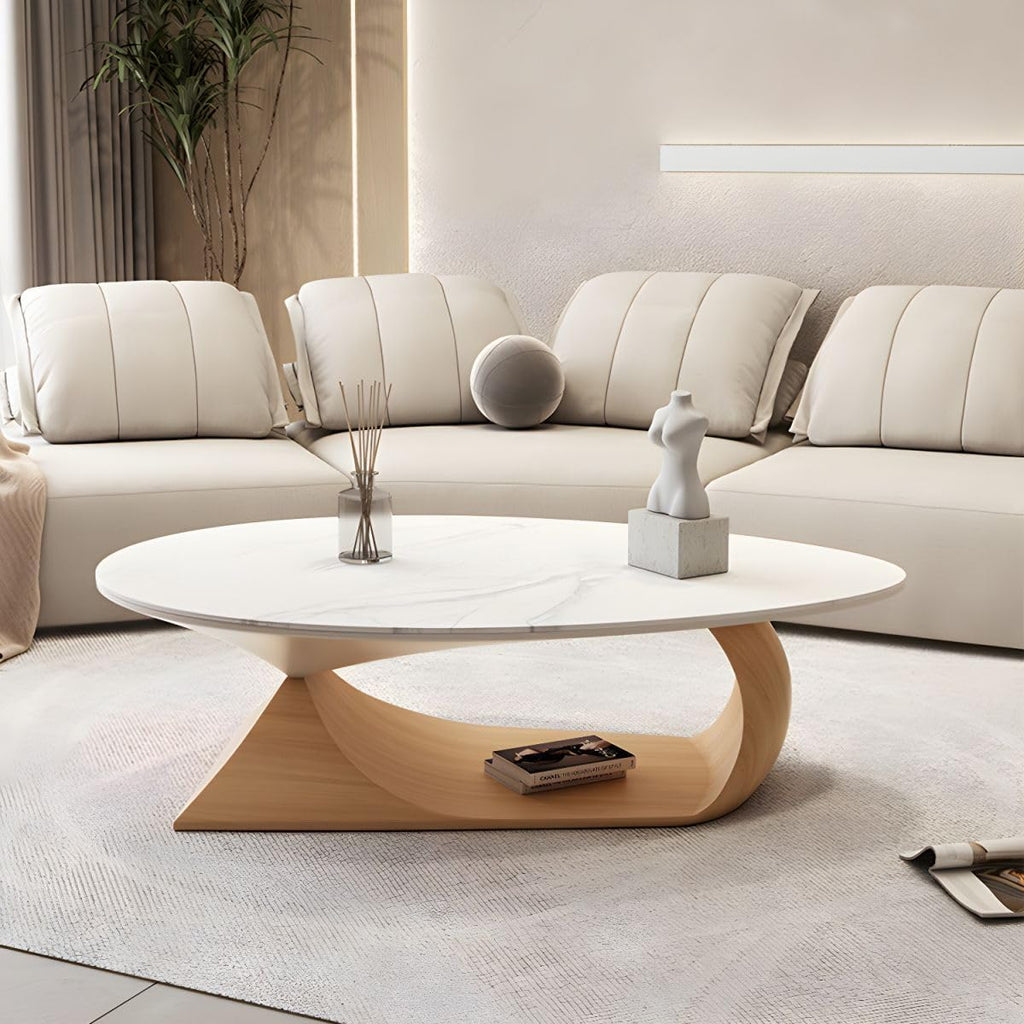 Stone-Top Trestle Coffee Table