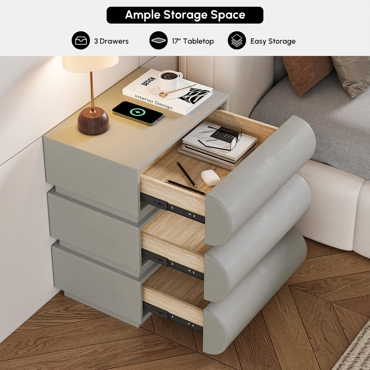 Smart Faux-Leather Nightstand