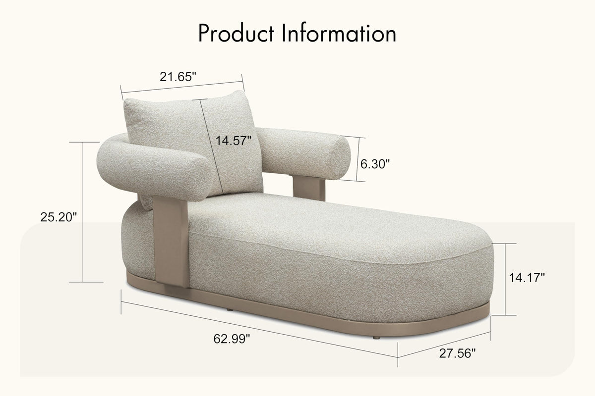 PURPLE LEAF Chaise Lounge 2 Pieces with Cushion and Pillow, Armrest, White