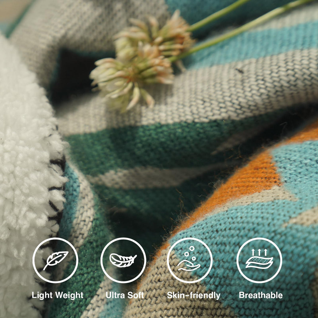 Aztec Sherpa-Lined Throw Blanket