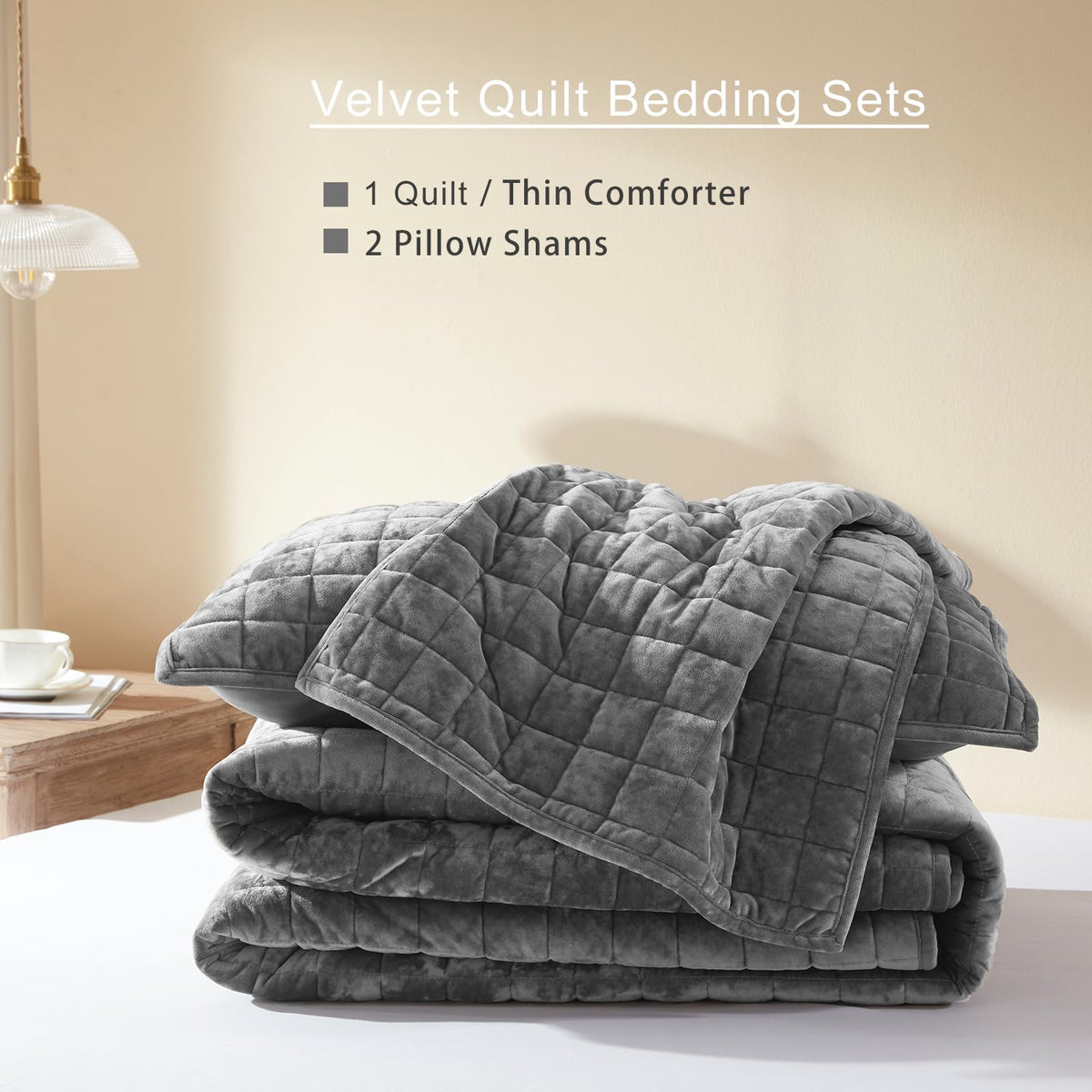 LEAONME Velvet Quilt King Size-98''x106''