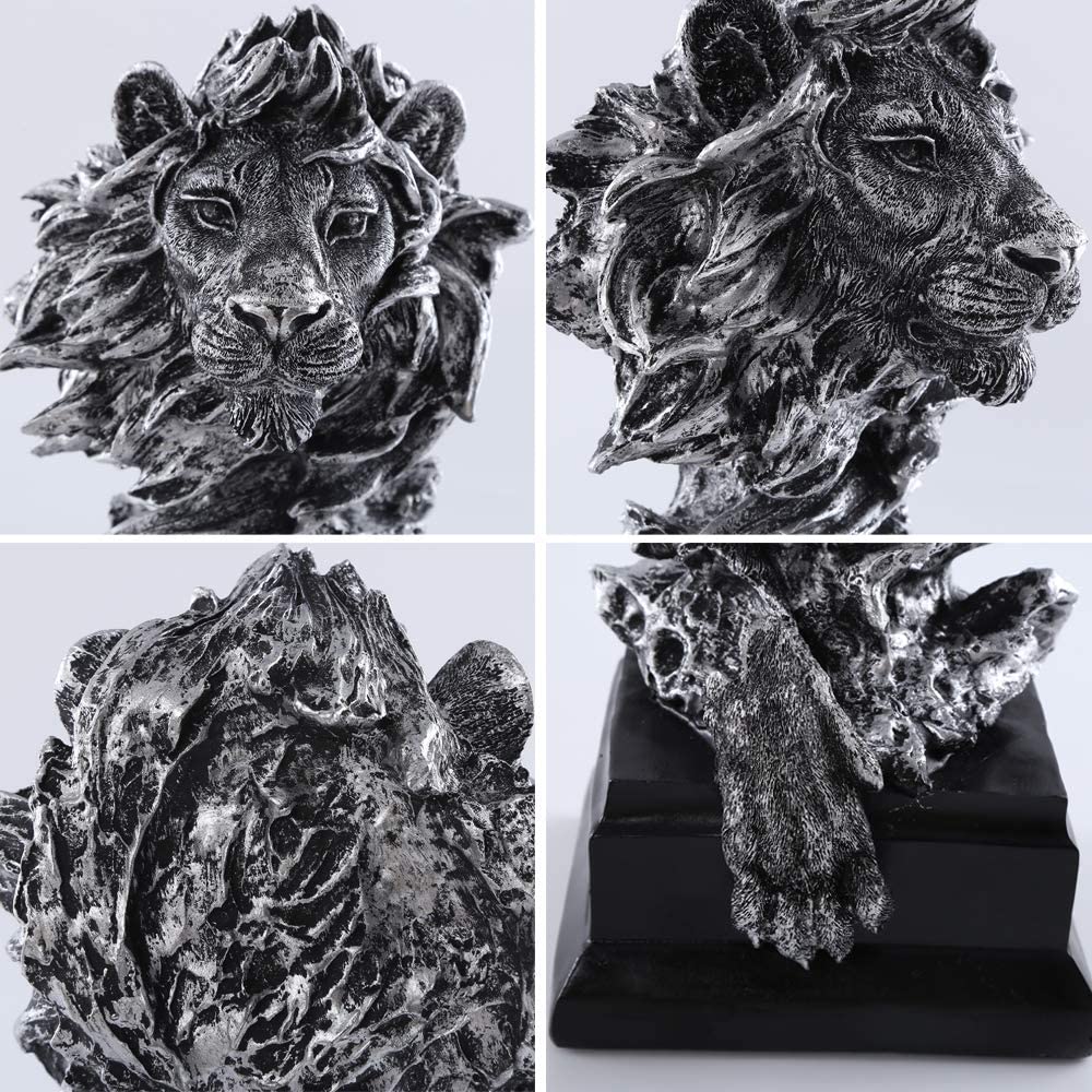 H&W Sandstone Lion Statue, The King of Beast, Collectible Figurines, Golden