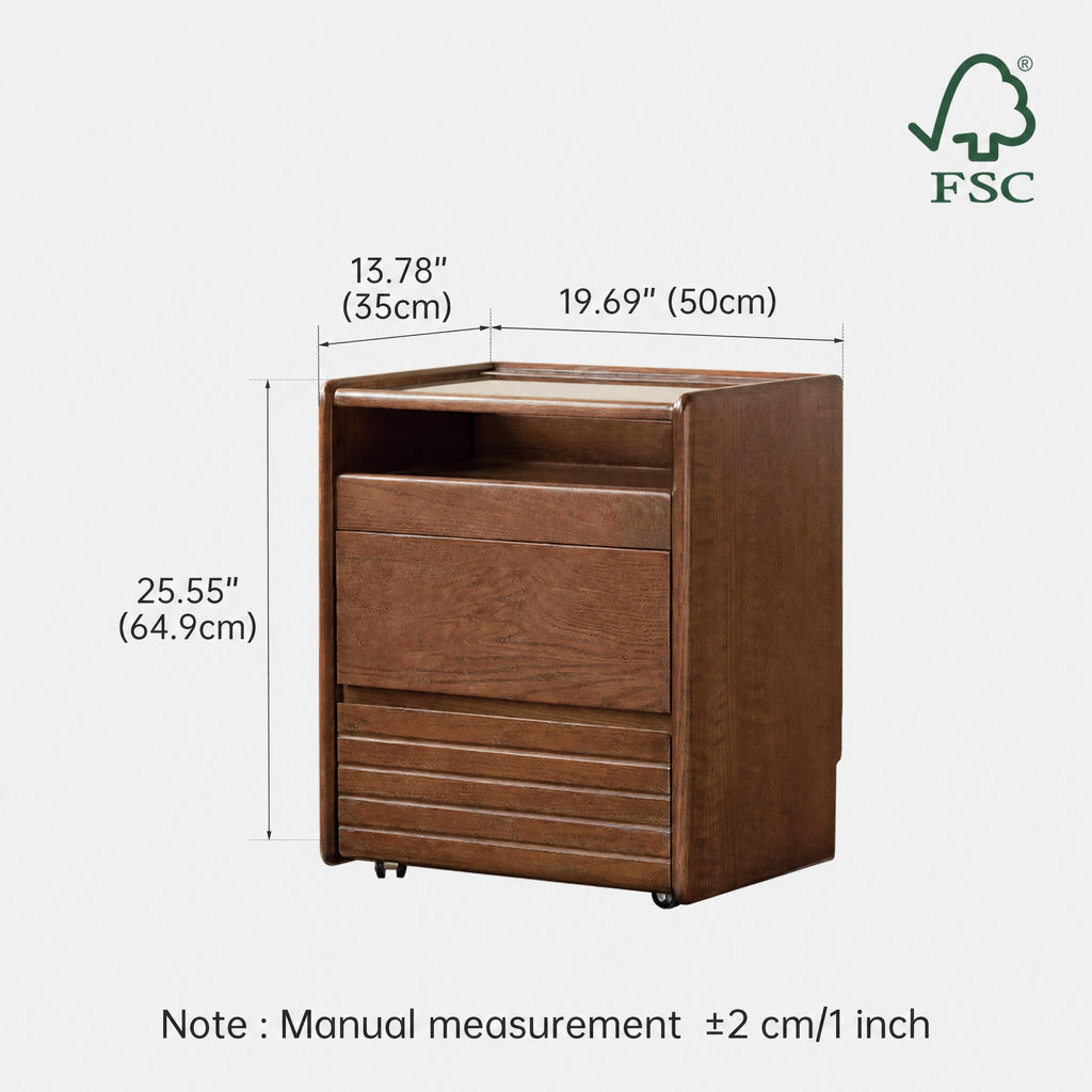 Solid Wood Two-Drawer Nightstand