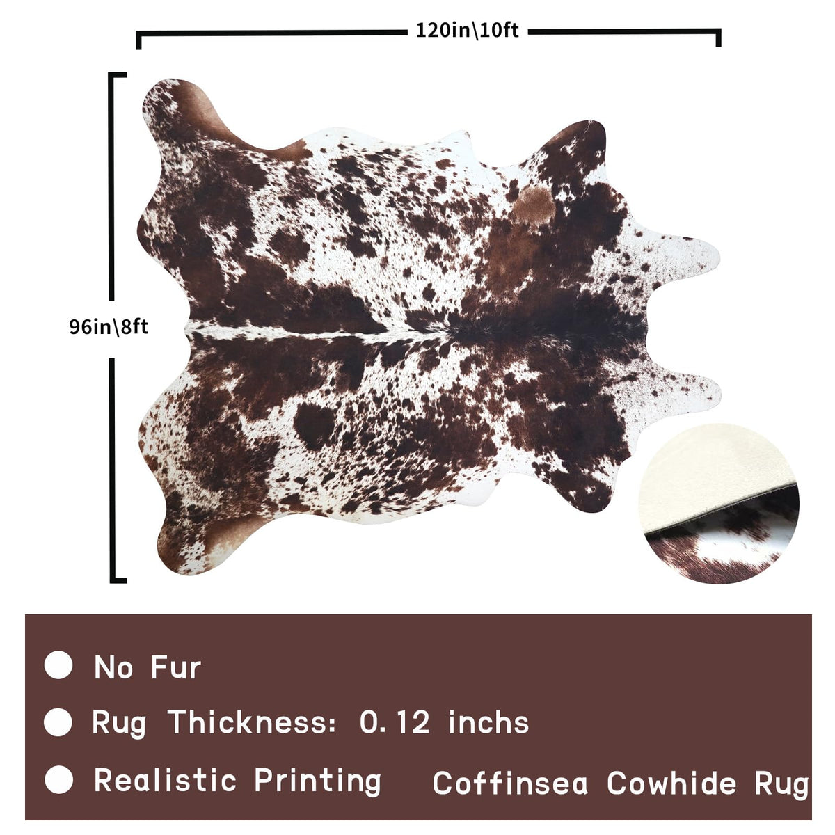 Faux Cowhide Rug 4.6x5.2 ft Cow Hide Faux Cowhide for Living Room Bedroom Dining