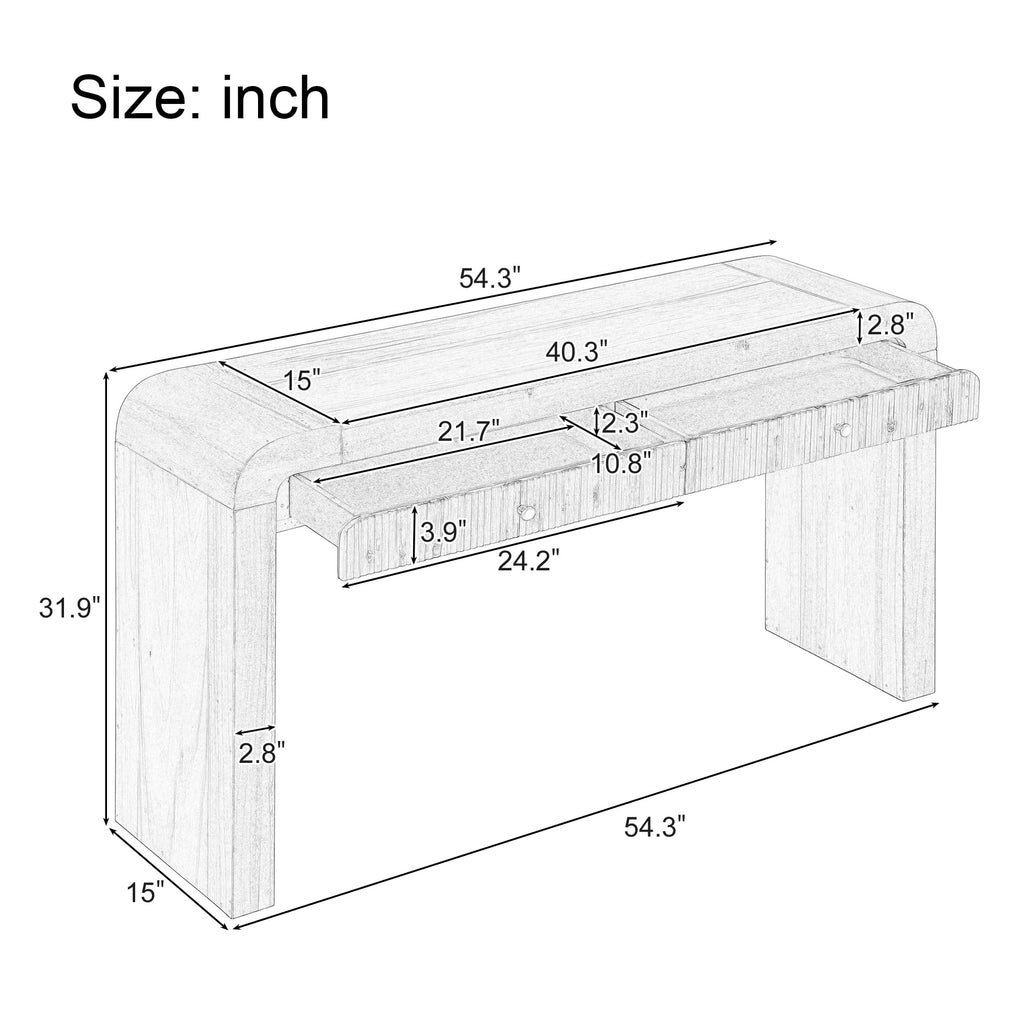 47.24" Fiberglass Entryway Table, Narrow Long Console Table, Modern Wavy Design Sofa Table Entrance Table for Living Room,Foyer,Hallway,No Need Assembly