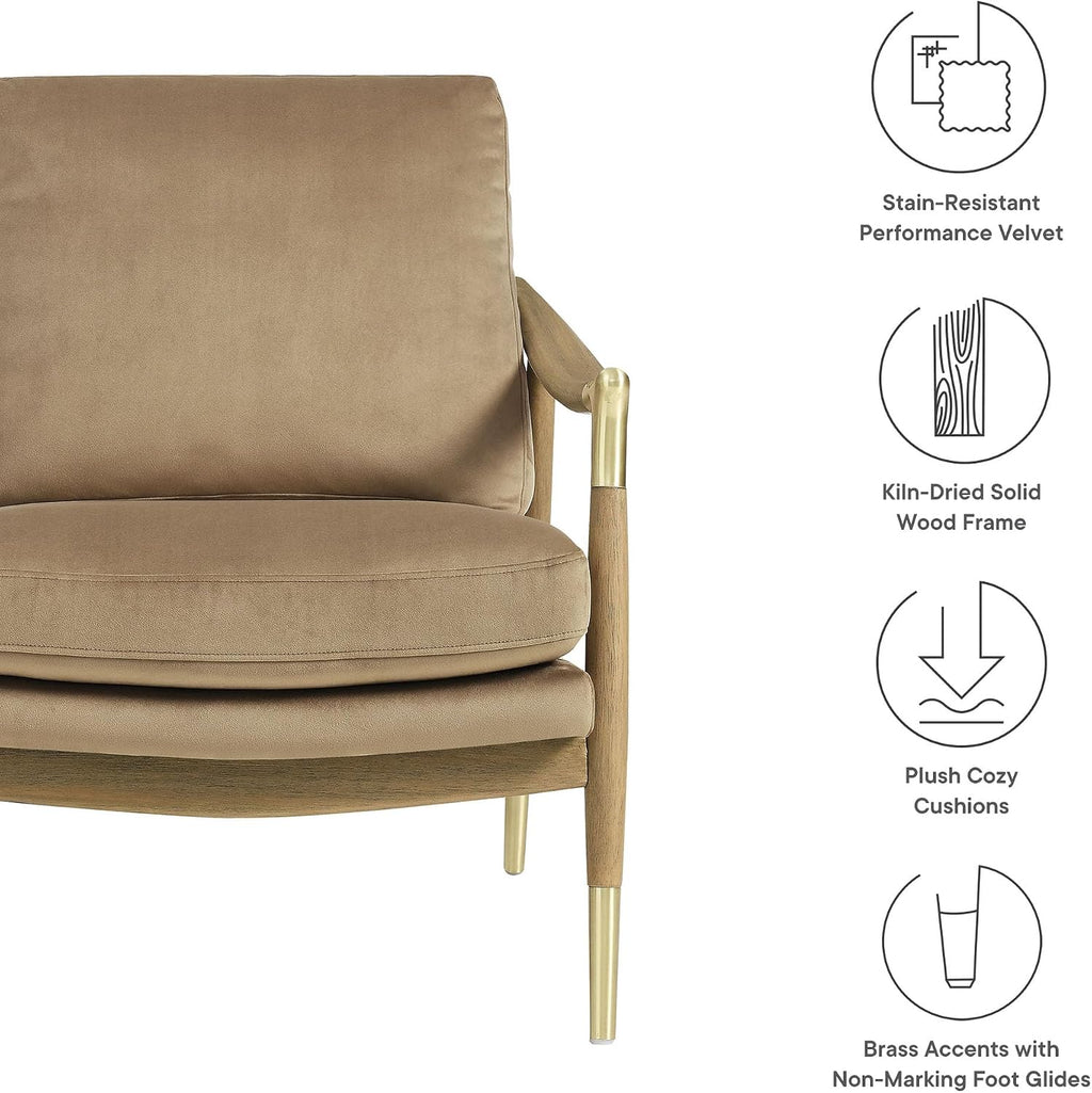 Modway Langford Stain-Resistant Performance Velvet Armchair – Mid Century Modern