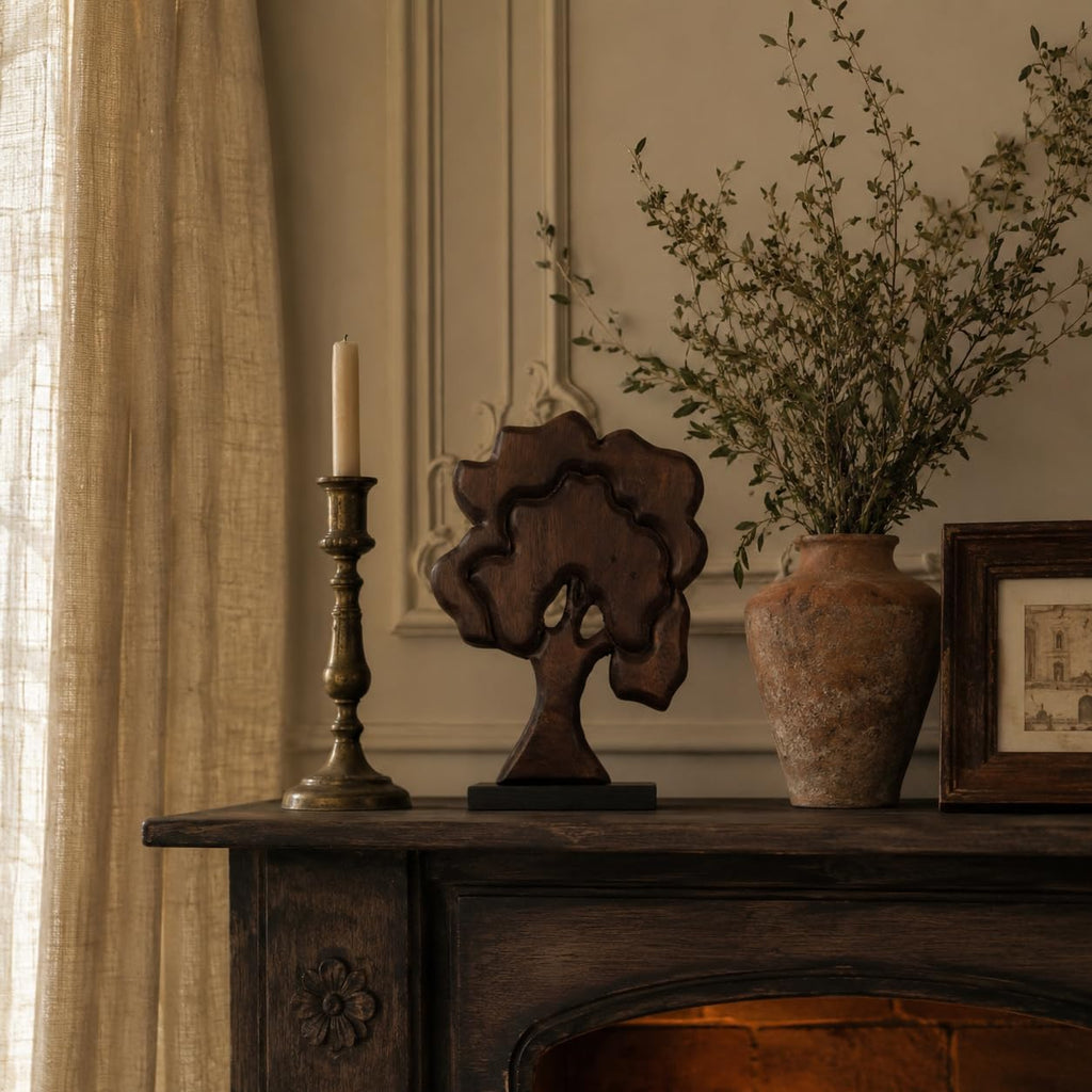 Wood Whimsical Room Decor Face Statue for Women