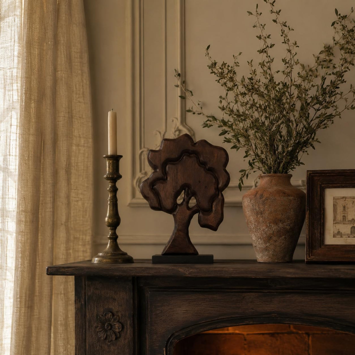 Wood Whimsical Room Decor Face Statue for Women