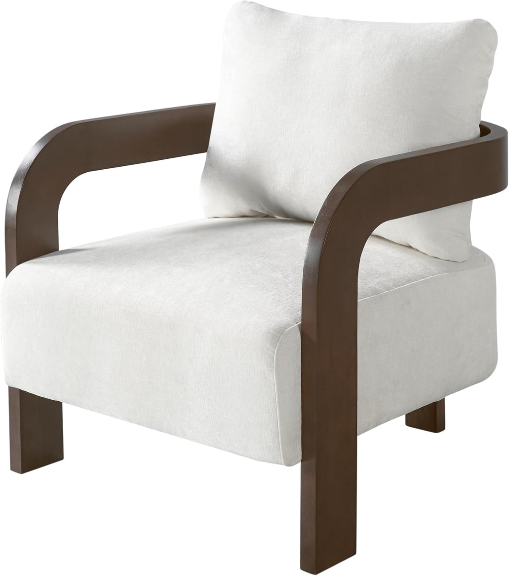 Merax Modern Upholstered Accent Chair, Armchair for Living Room, Beige