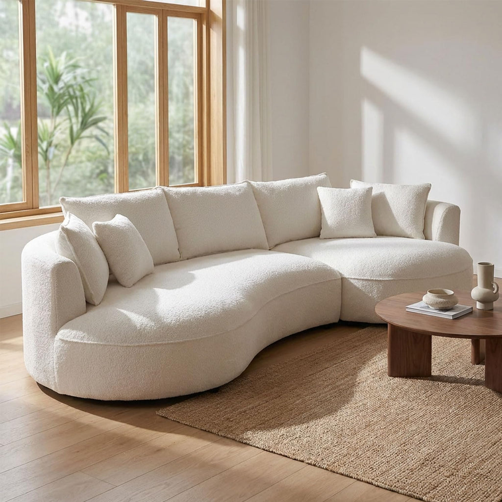 102.36" Curved Sectional Sofa, Gray Velvet 4-Seat Couch