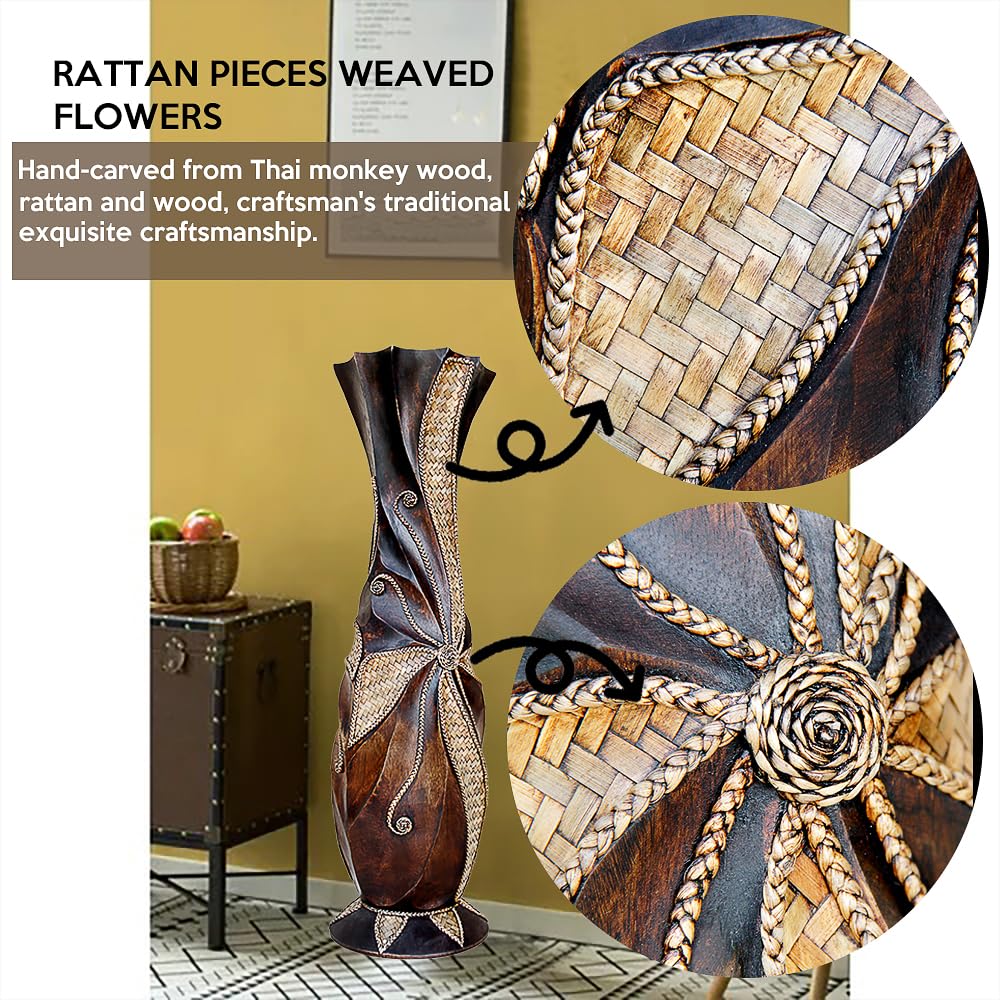 Woven Bamboo-Strip Wood Floor Vase